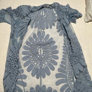 Blue Sheer Floral Kimono